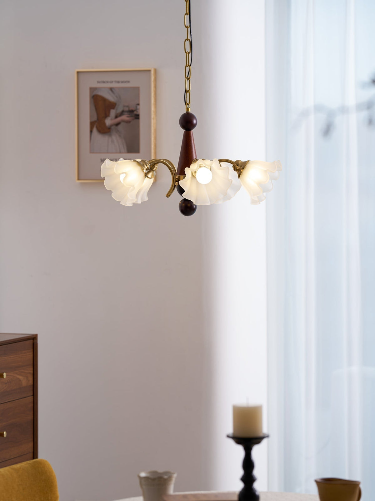 Verora Lustre Bois Verre Élégance Traditionnelle