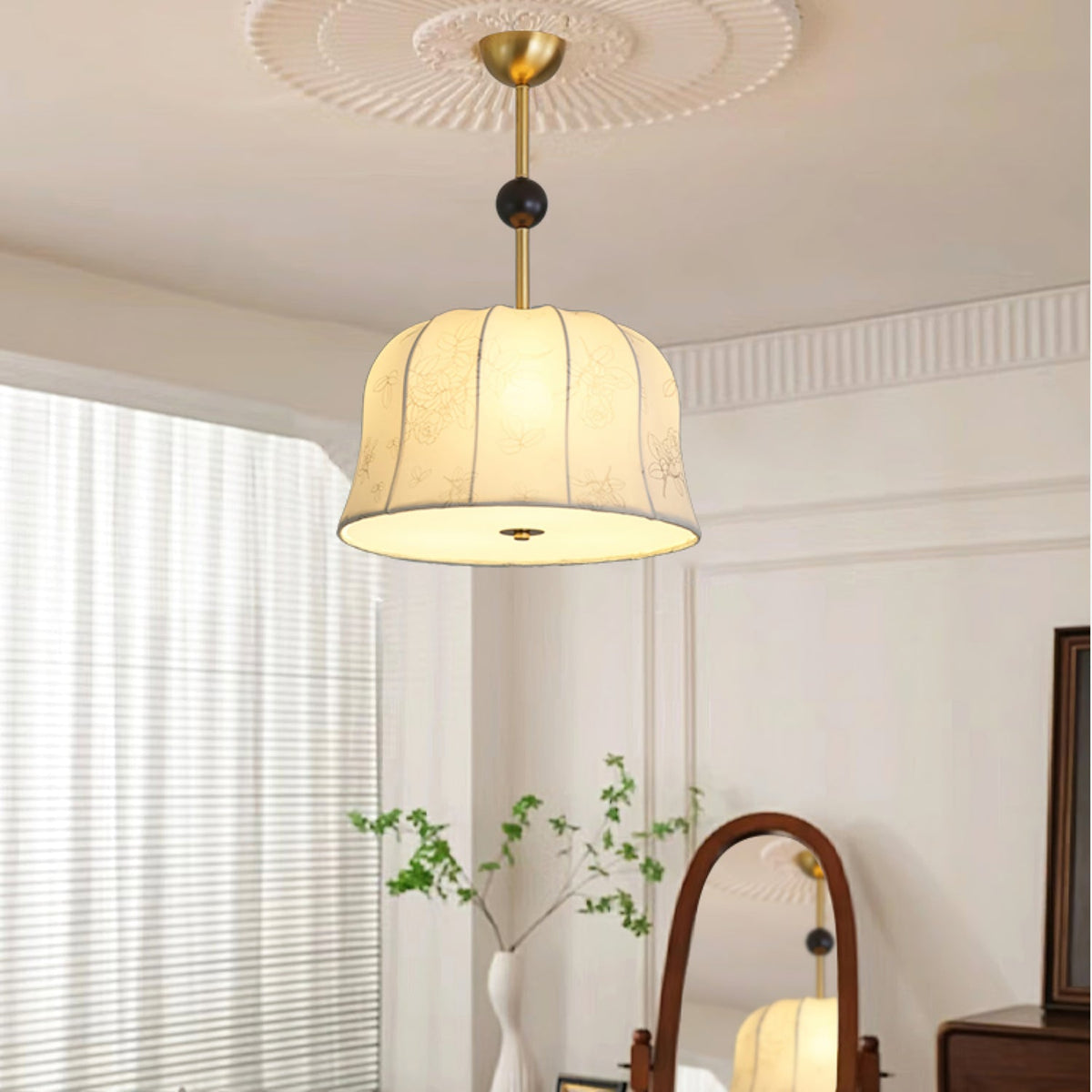 Aldoris Suspension Blossom Curve en Tissu Et Bois