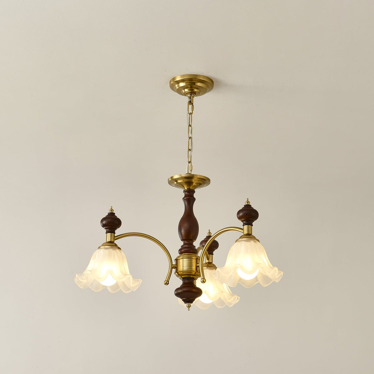 Raviane Lustre Bois Laiton Fleurs en Floraison
