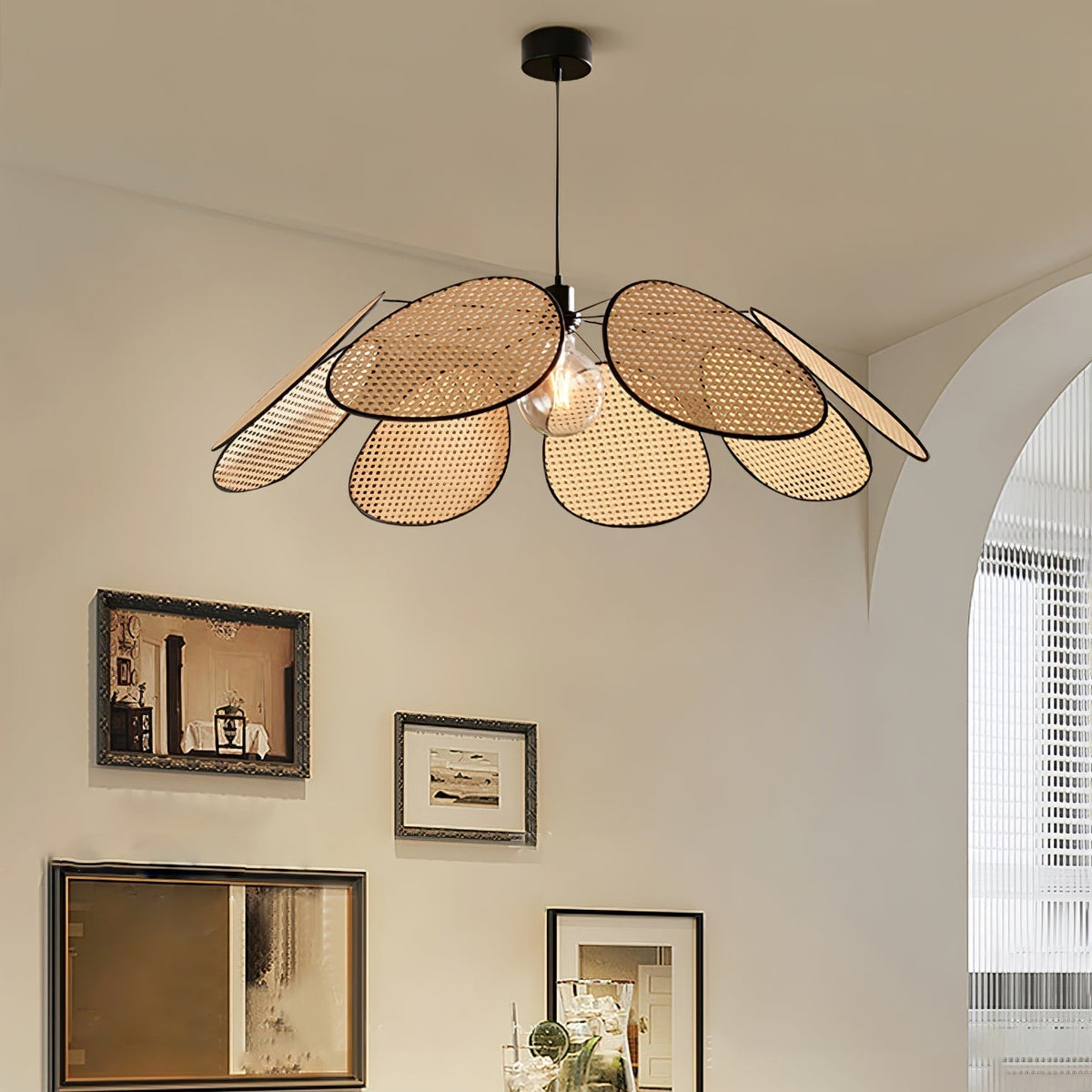 Aldella Suspension Pétale Rattan Fleur