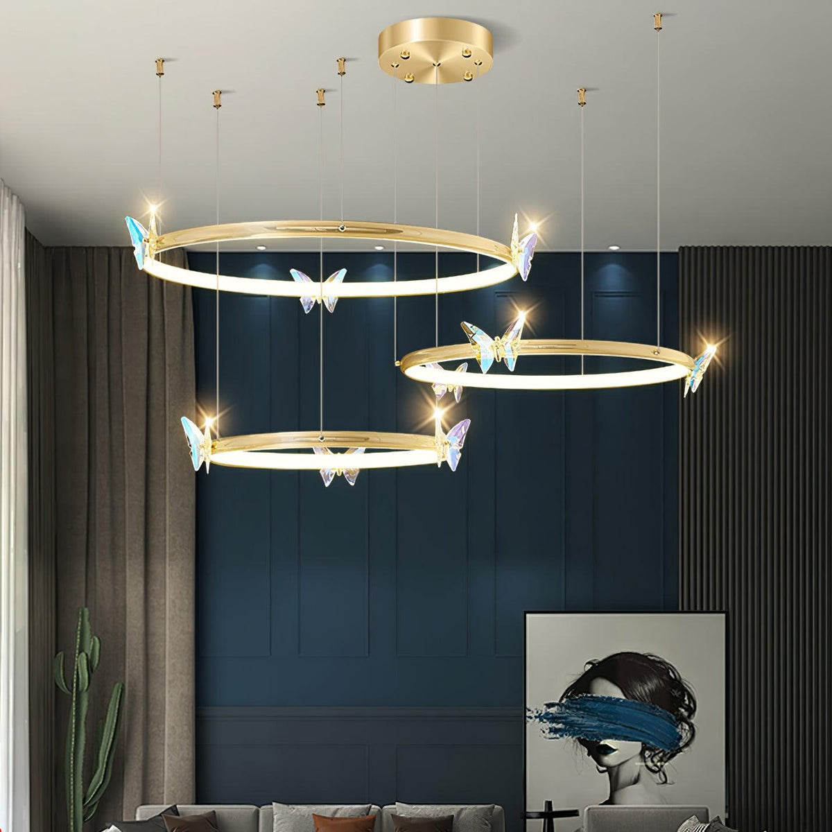 Nivelle Lustre Anneau en Cristal Papillon Élégant