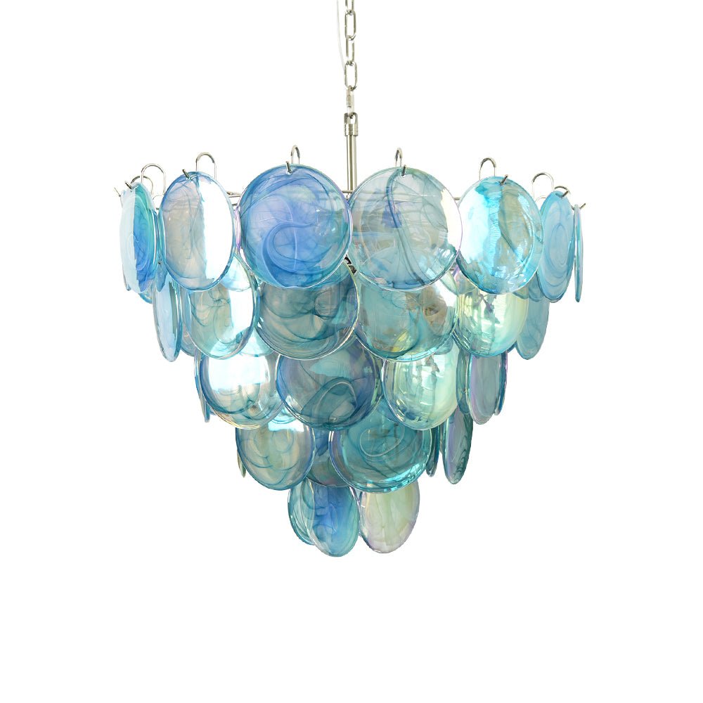 Seraya Lustre Disque en Verre Murano Bleu Élégant