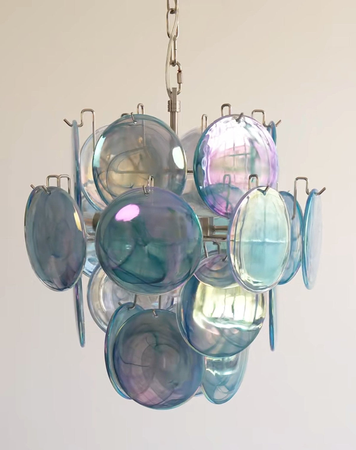 Nelesa Lustre en Verre de Murano Bleu Disque Vintage