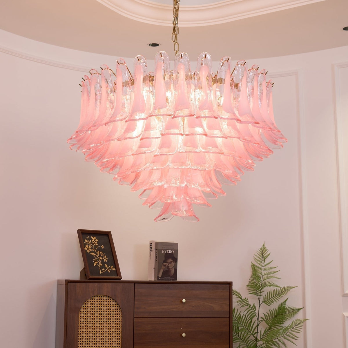 Evenae Lustre en Verre Rose Pâle Élégant