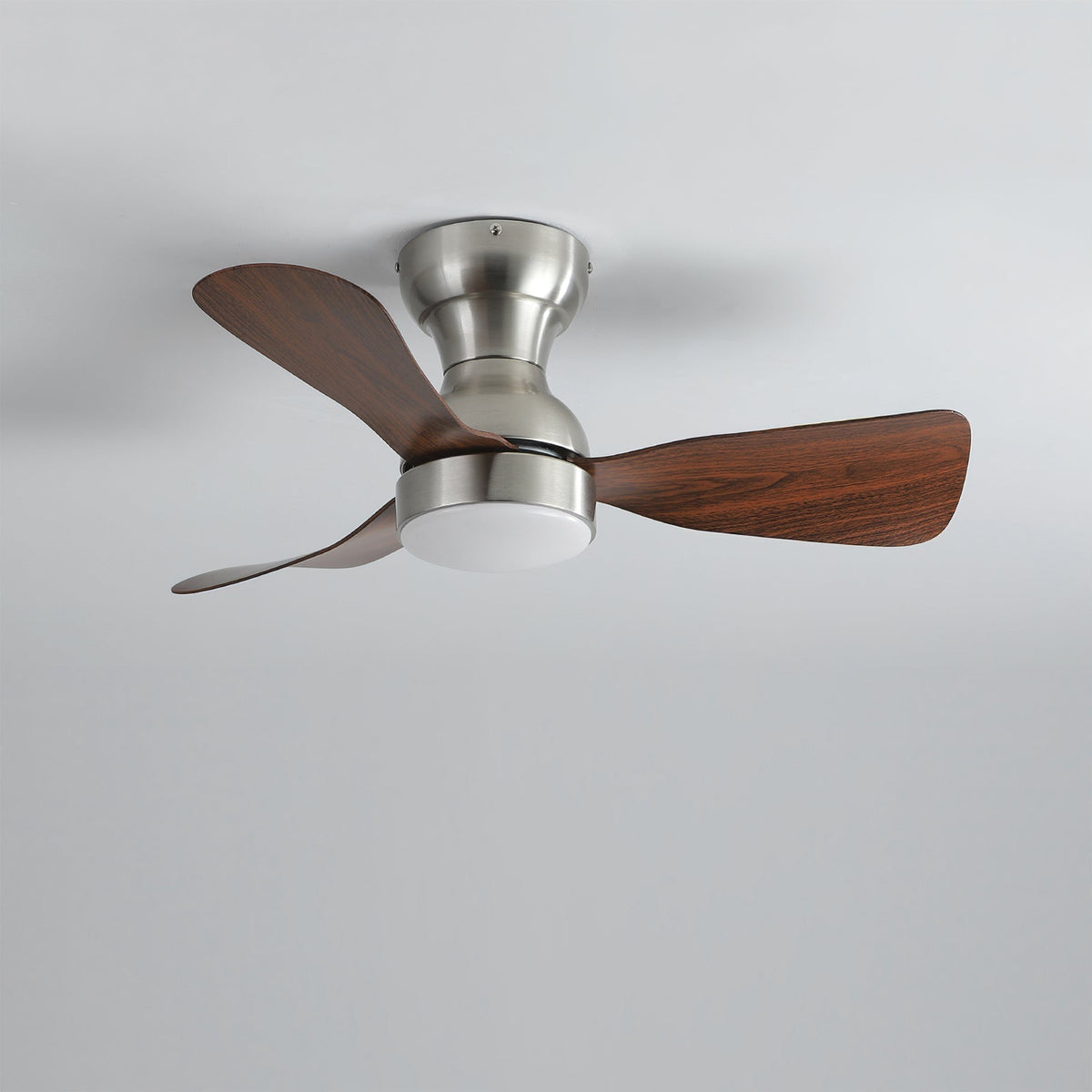 Bobe Ceiling Fan Light in chrome finish, highlighting its metallic sheen.