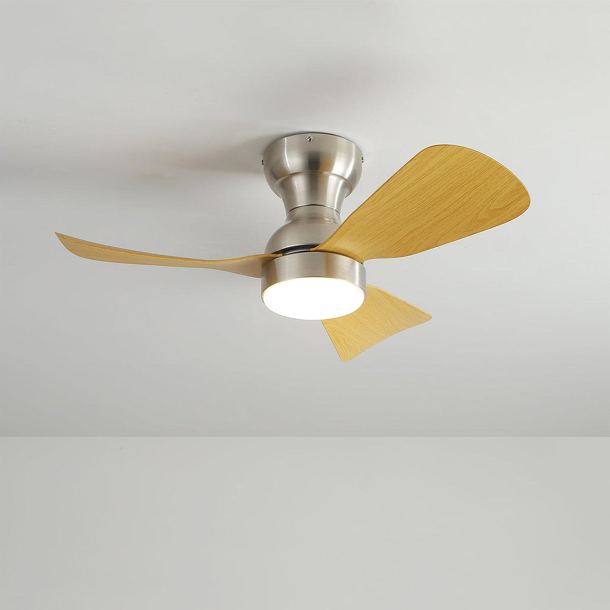 Close-up of the Bobe Ceiling Fan Light's white finish.