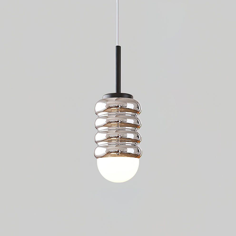 Pendant Light Ribbed Ceramic Brass Midcentury-Neutral Decor