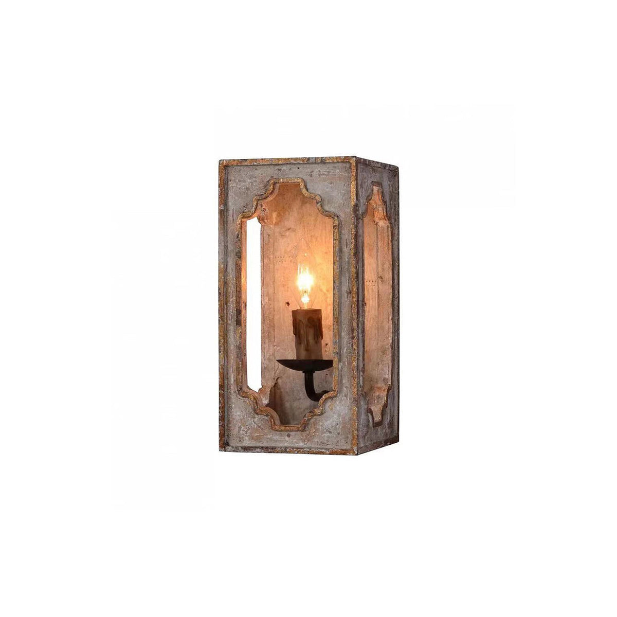 Vatnuvyd Rustique Cube Bois Métal Applique Murale
