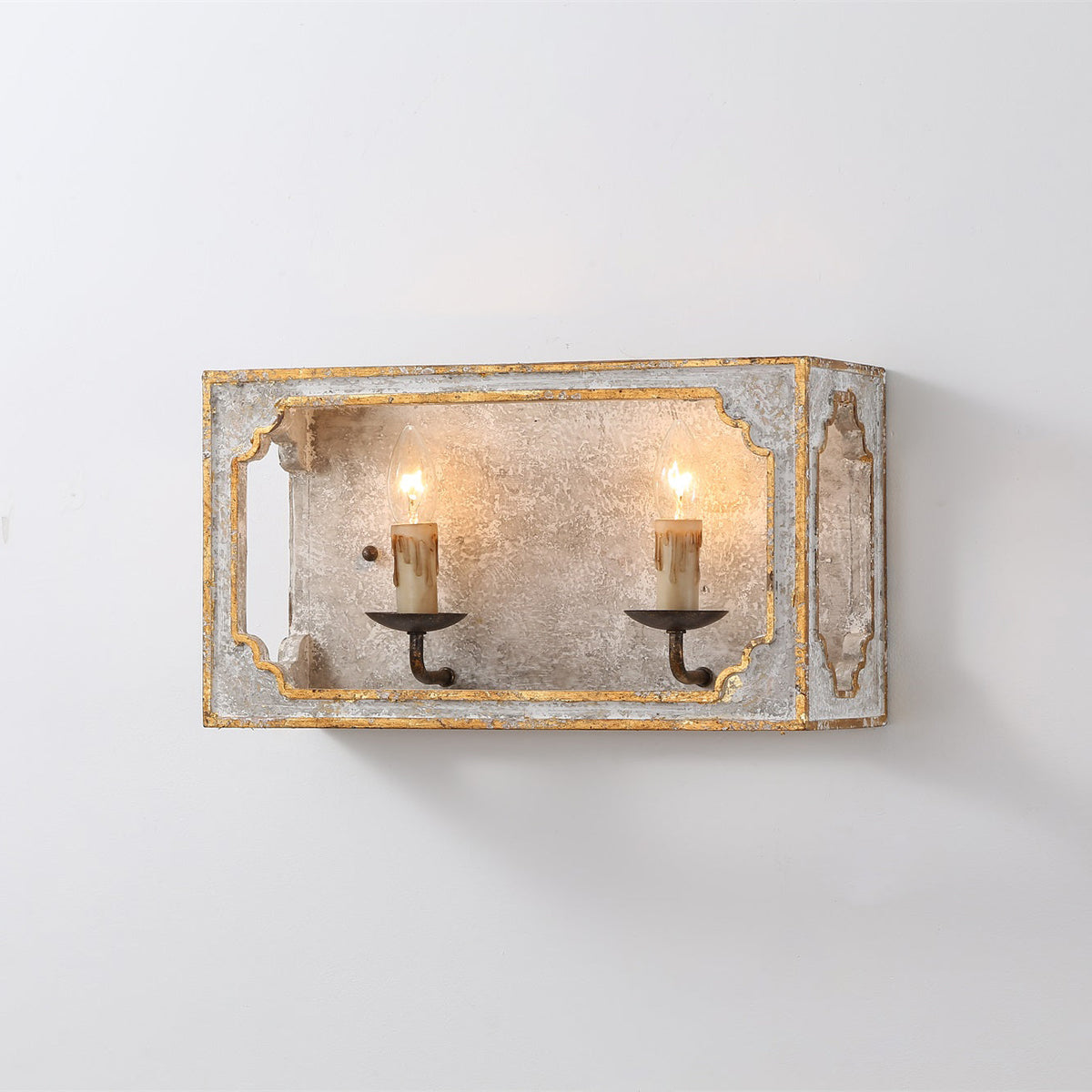 Vatnuvyd Rustique Cube Bois Métal Applique Murale