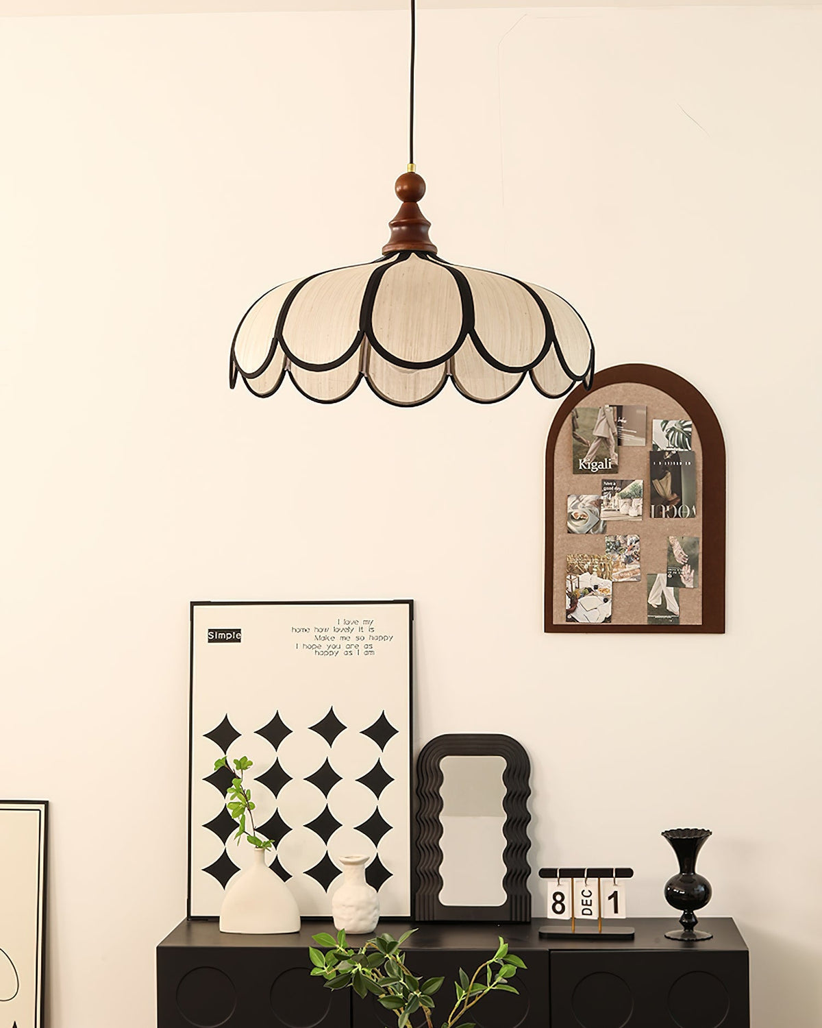The medium 50cm Botan Pendant Light hanging over a kitchen island.