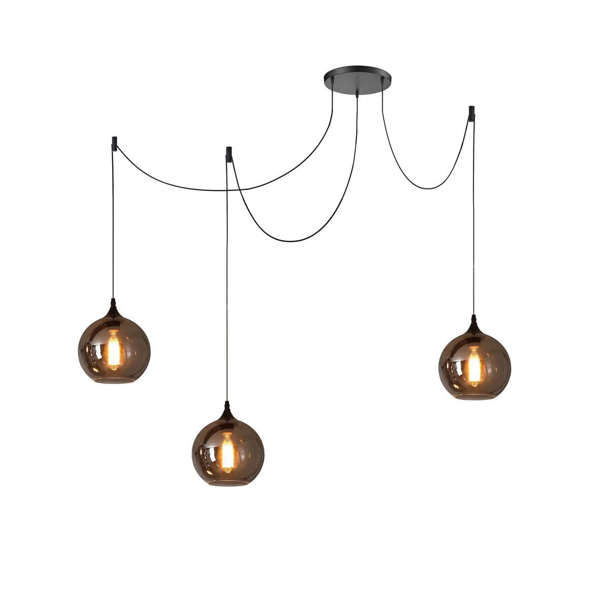 June Suspension Luminaire Industriel Verre Gris Fumé