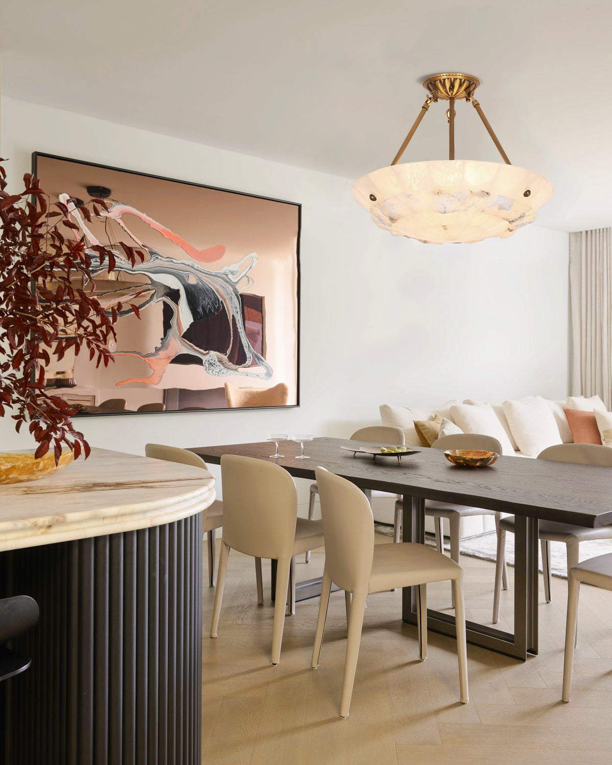 Nomen Bowl Pendant Lamp Alabaster Elegance-Neutral Decor