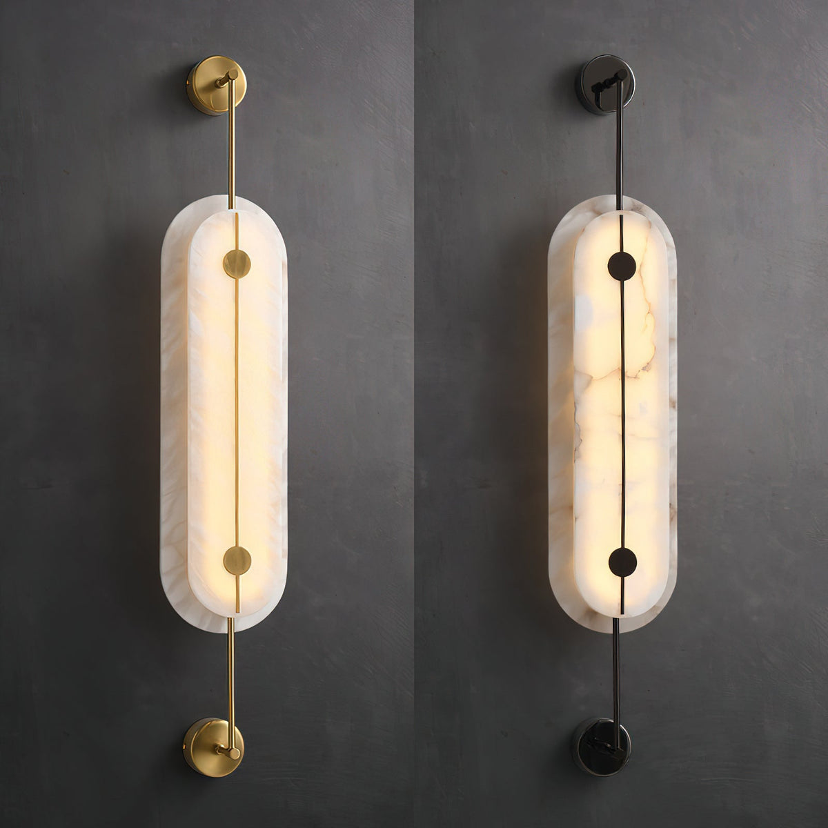 The small size variant of the Brace Alabaster Wall Lamp.