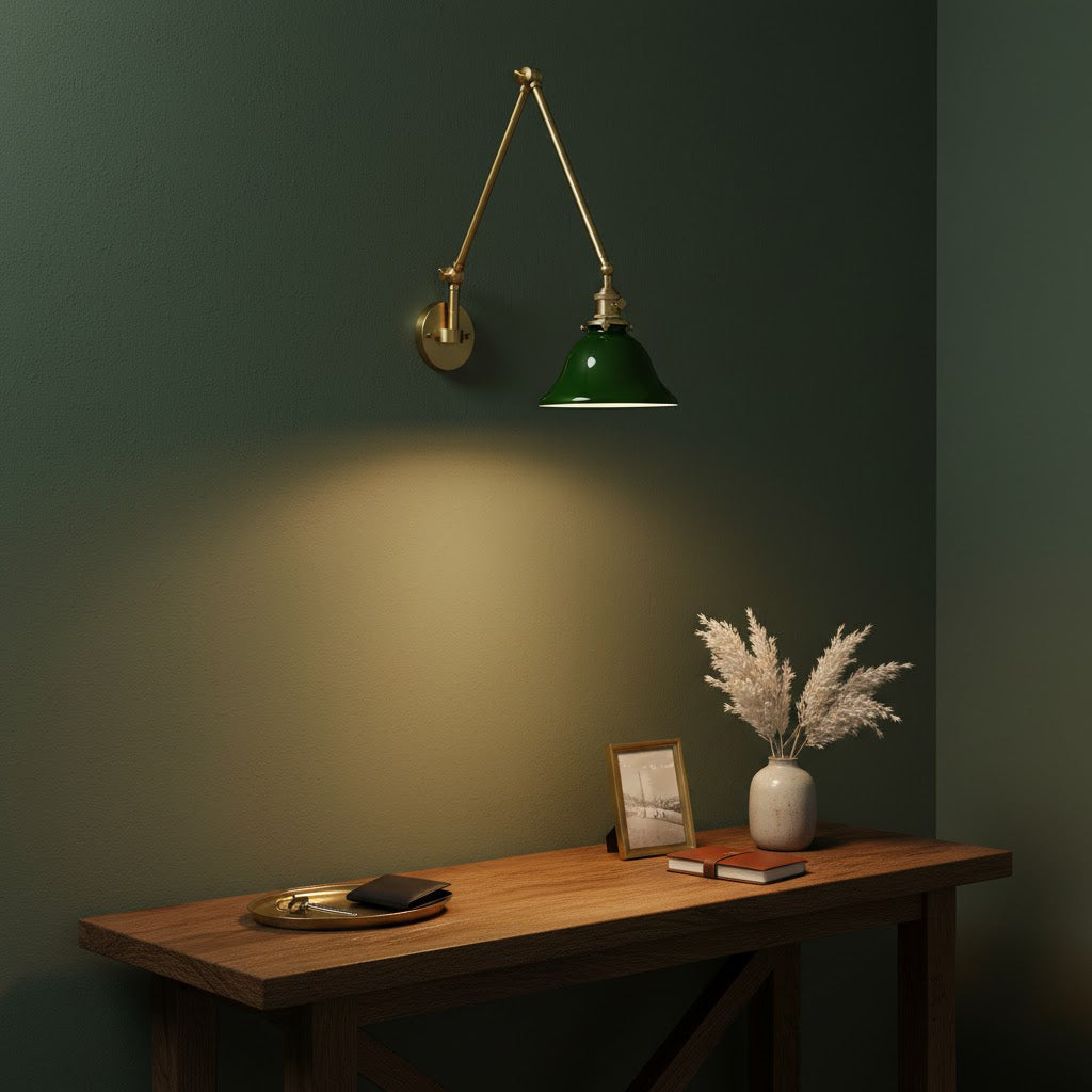 Dimensional drawing of the Brady Swing Arm Wall Lamp.