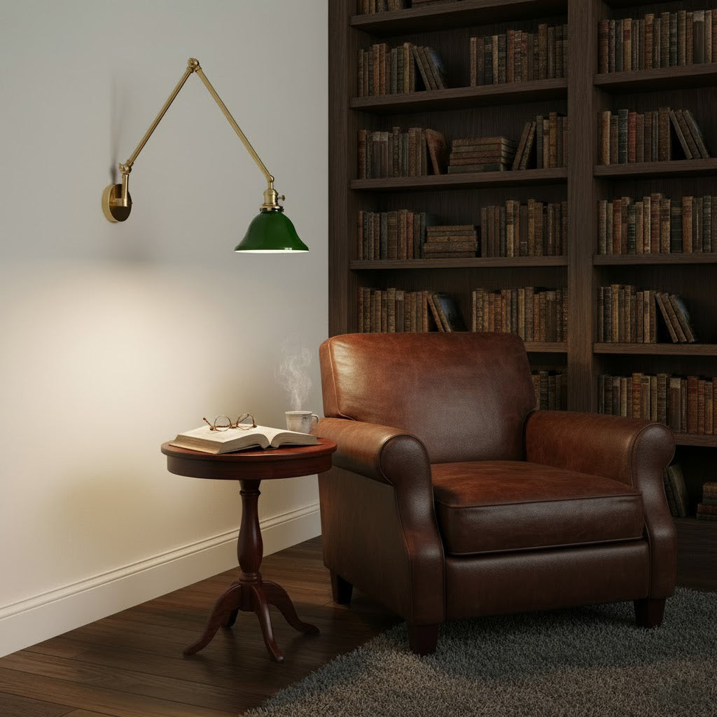 Angled view highlighting the industrial design of the Brady lamp.