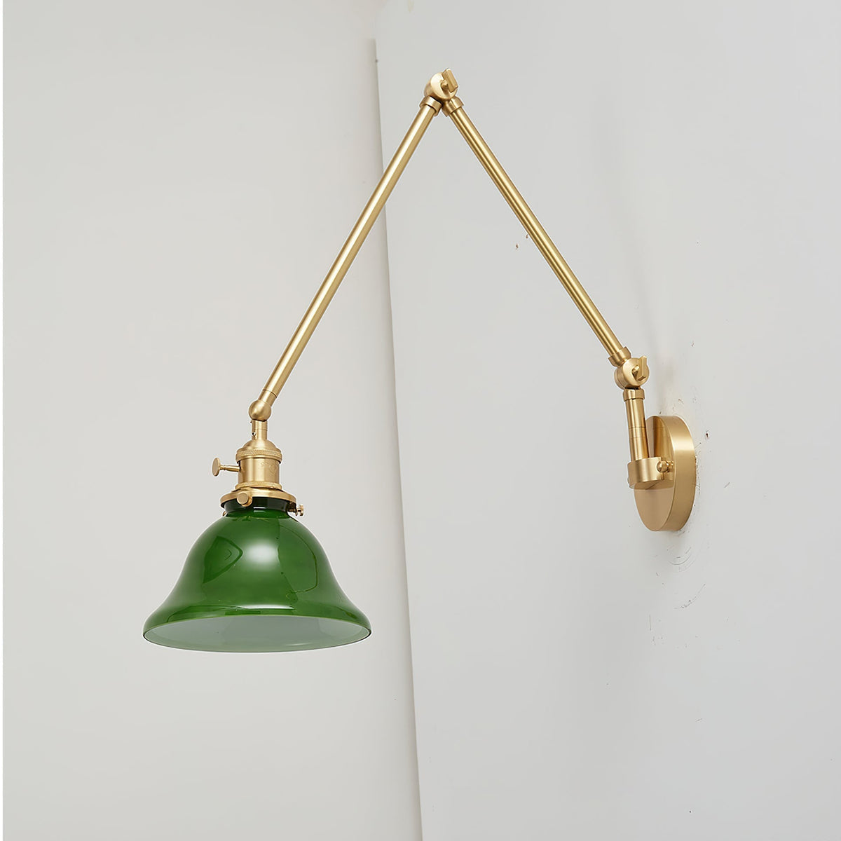 Another angle of the Brady lamp in a bedroom.