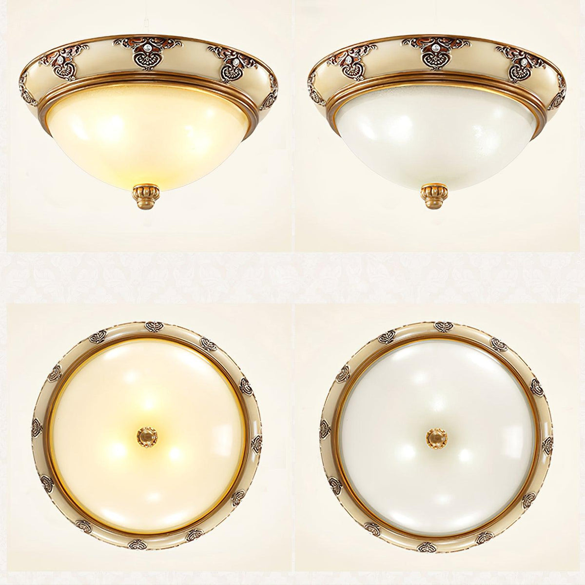 Emiliora Lampe Plafonnier en Verre Opale Antique Vintage