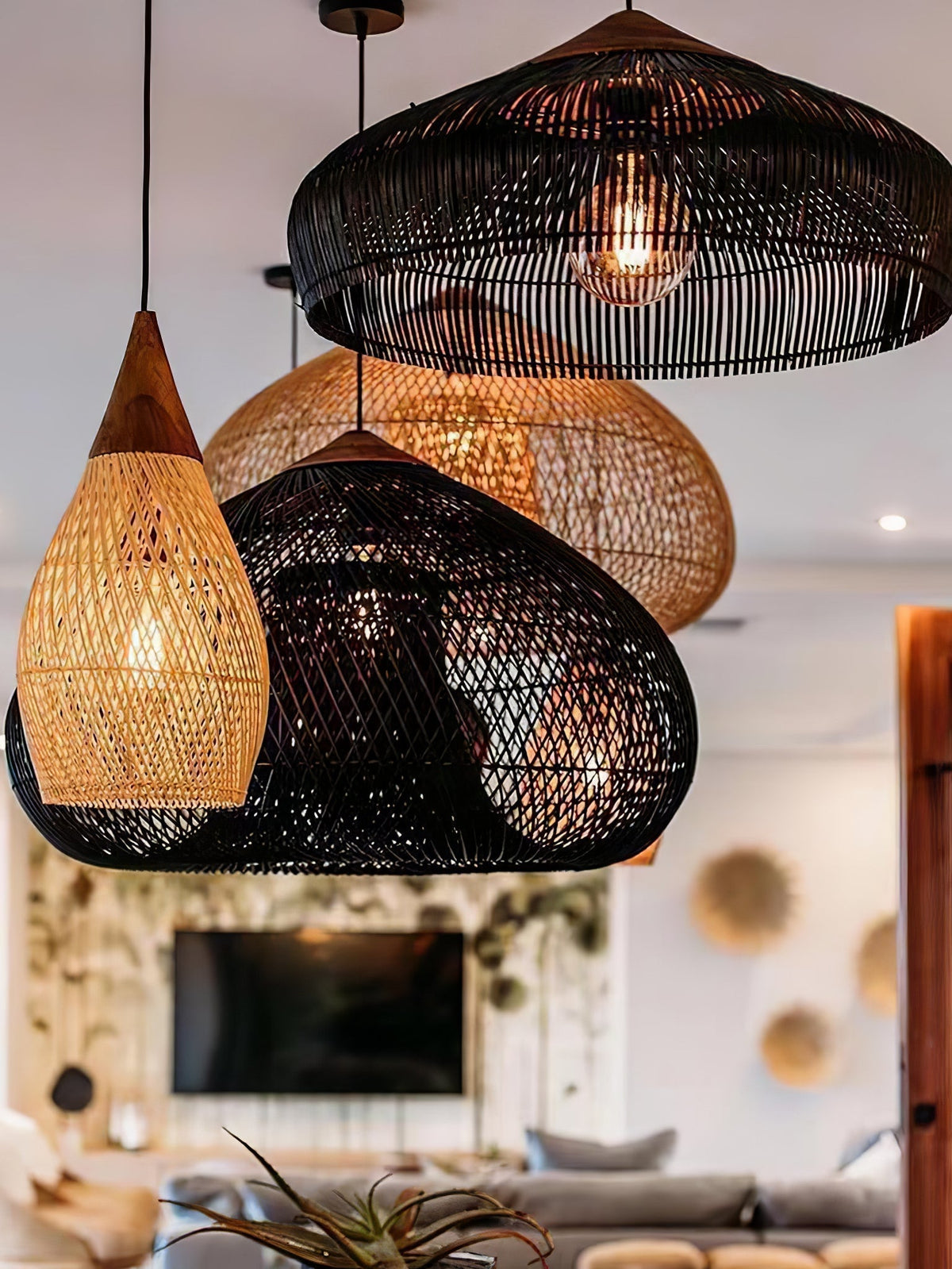 Solavn Lampe suspendue en bois de rotin