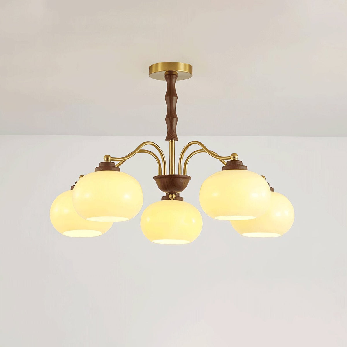 Osine Lustre Globe en Verre et Noyer