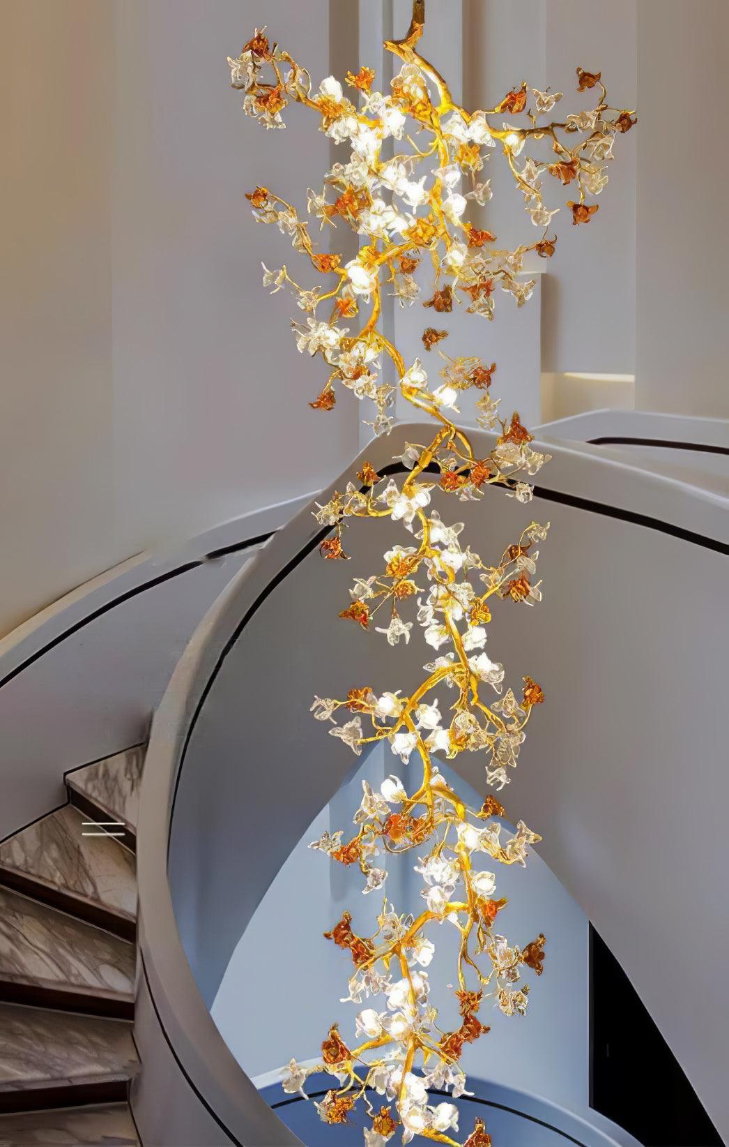 Aare Lustre Branche Érable Laiton Cristal