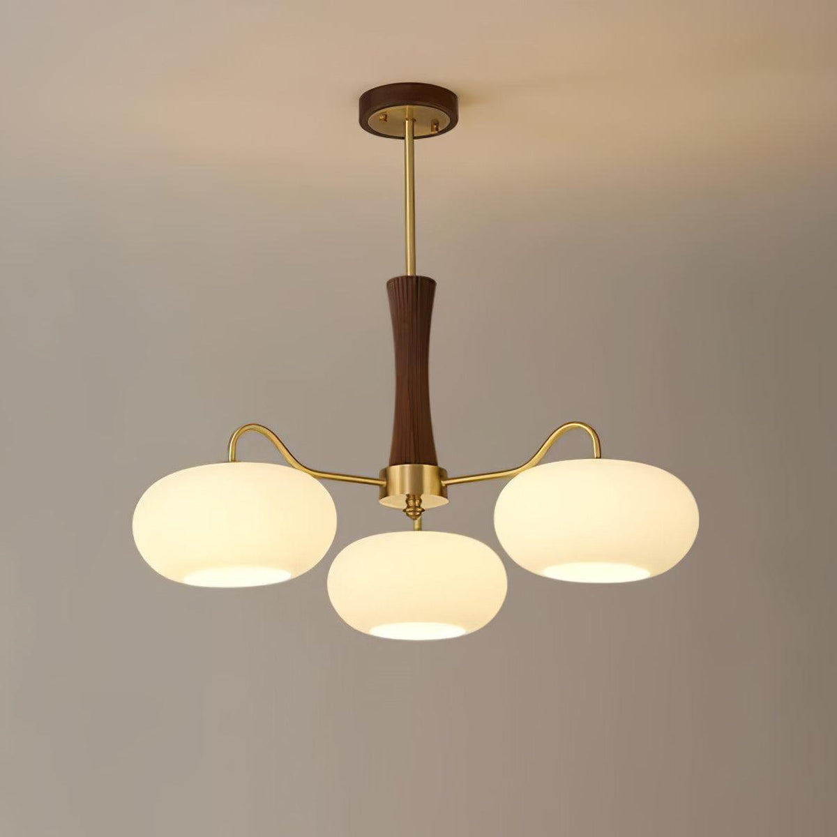 Valielle Lustre en Laiton et Bois Kaki