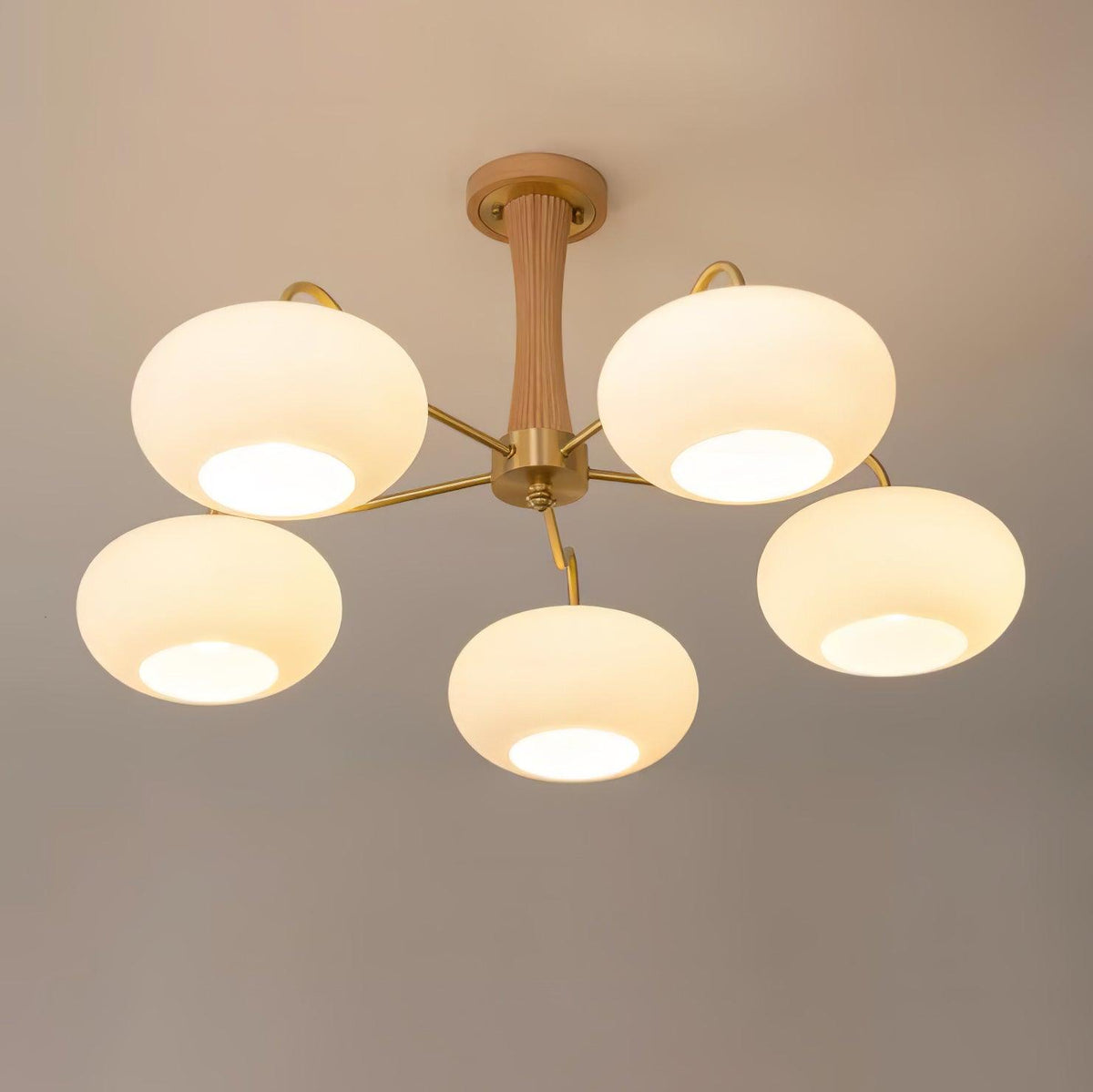 Valielle Lustre en Laiton et Bois Kaki