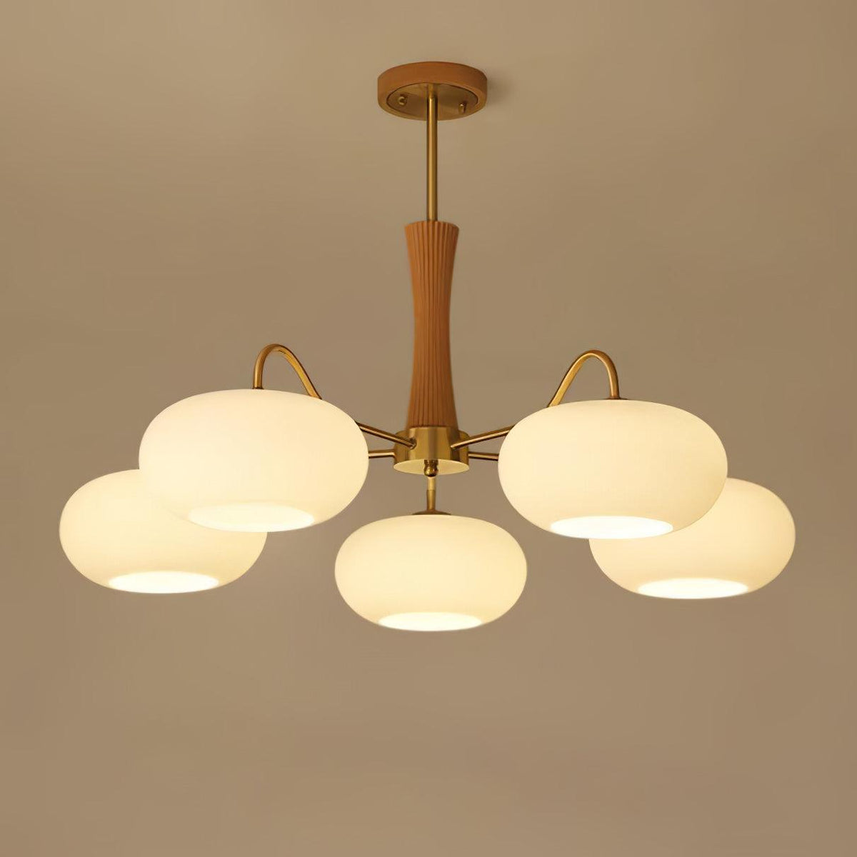 Valielle Lustre en Laiton et Bois Kaki