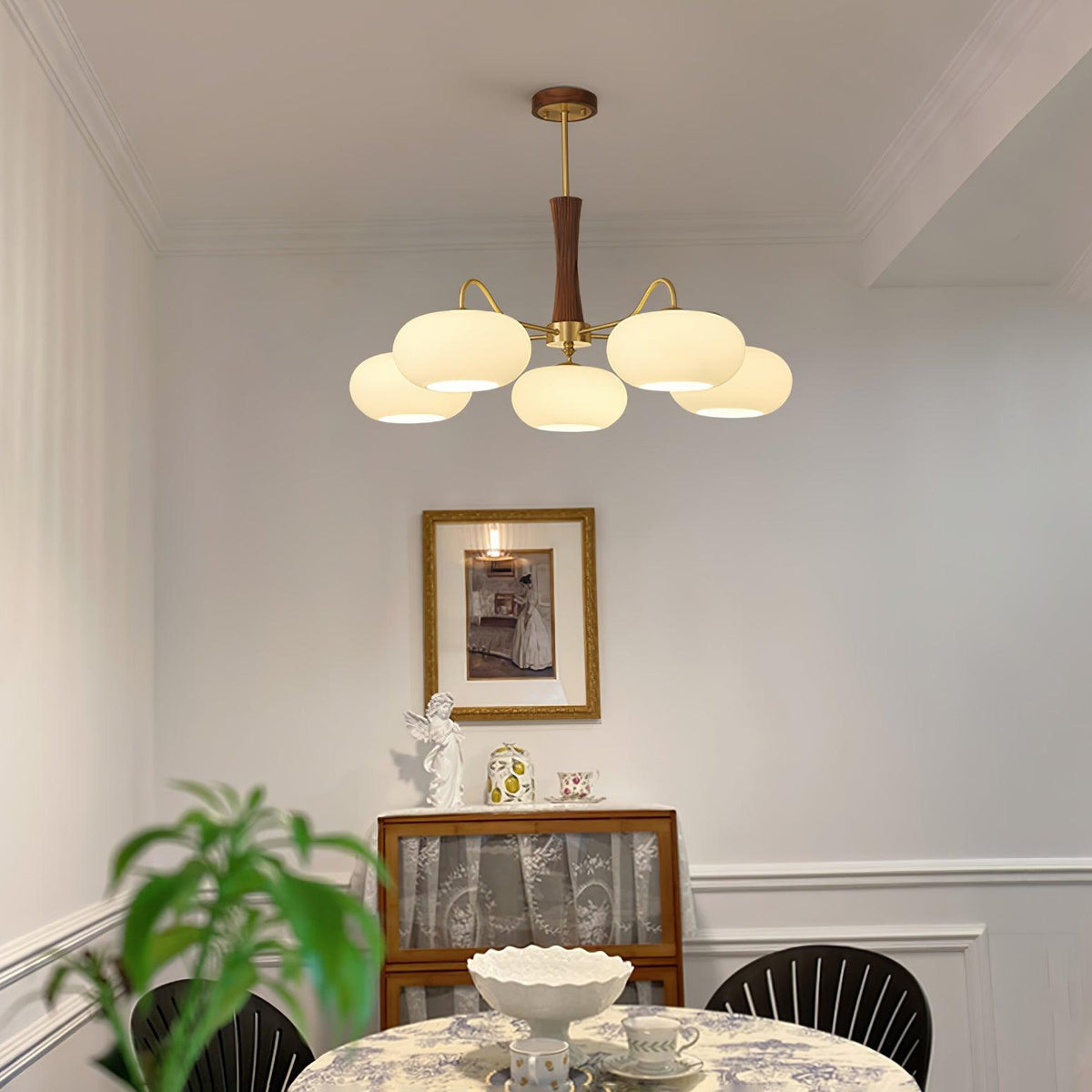 Valielle Lustre en Laiton et Bois Kaki