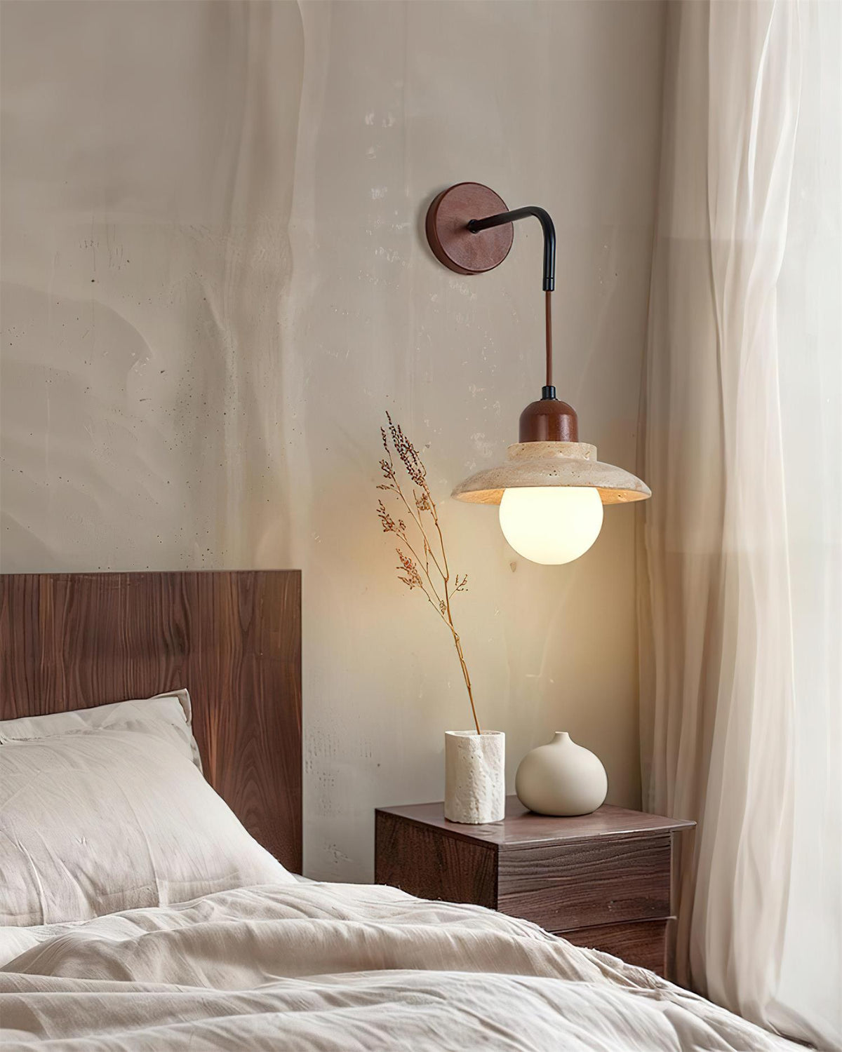Ritta Sculptural Travertine Wall Lamp - Neutralighting