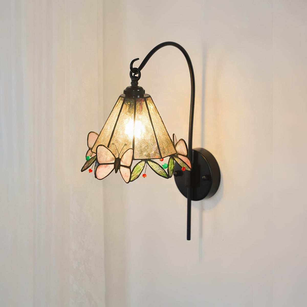Tiffany Wall Lamp Glass Butterfly Art-Neutral Decor