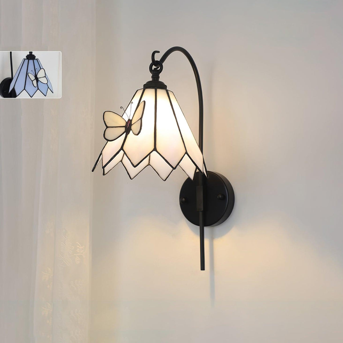Tiffany Wall Lamp Glass Butterfly Art-Neutral Decor