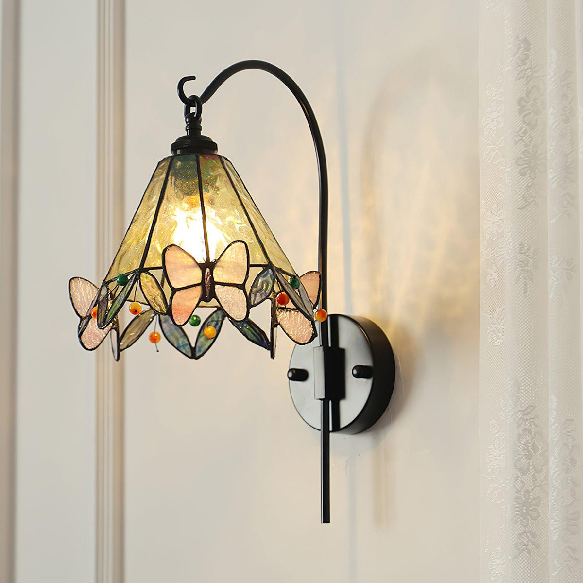 Tiffany Wall Lamp Glass Butterfly Art-Neutral Decor