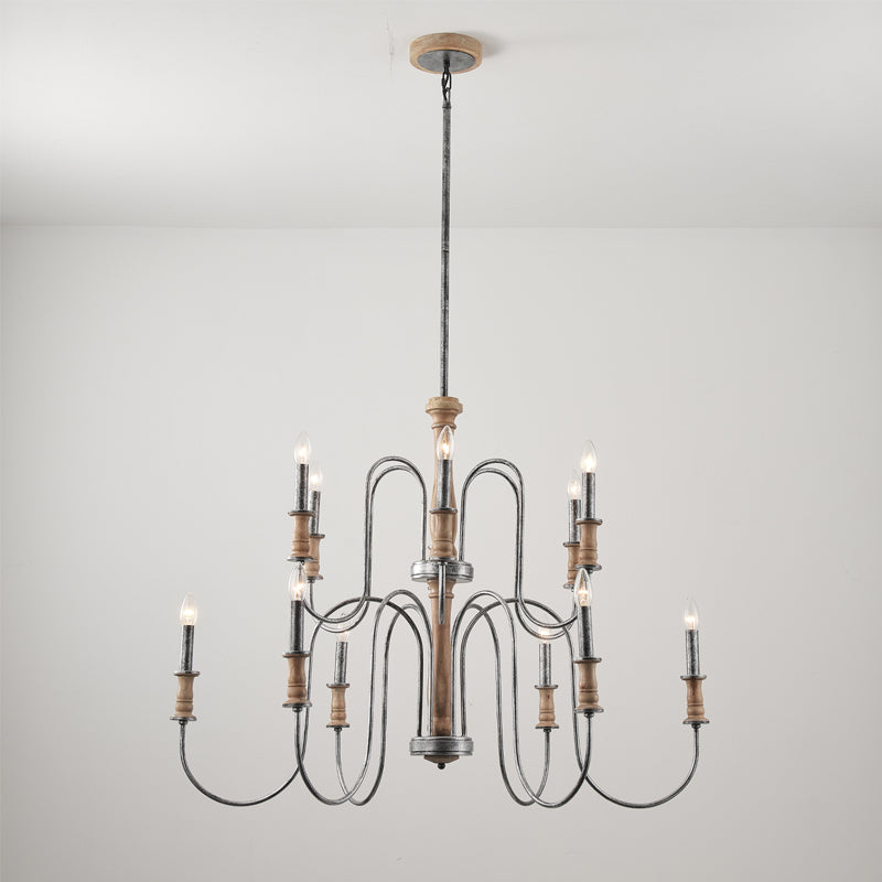Volo Lustre Métal Bois Luxe Postmoderne