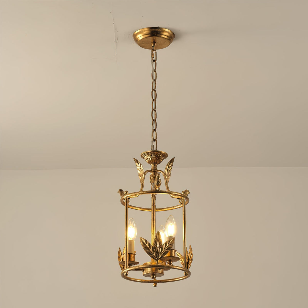 Hylite Suspension Lanterne Métal Doré Industrielle Vintage