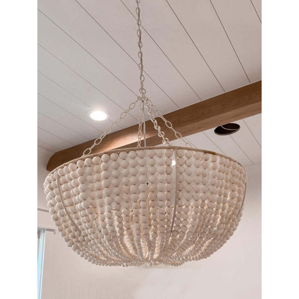 Lustre en Bois Perlé Luxe Postmoderne