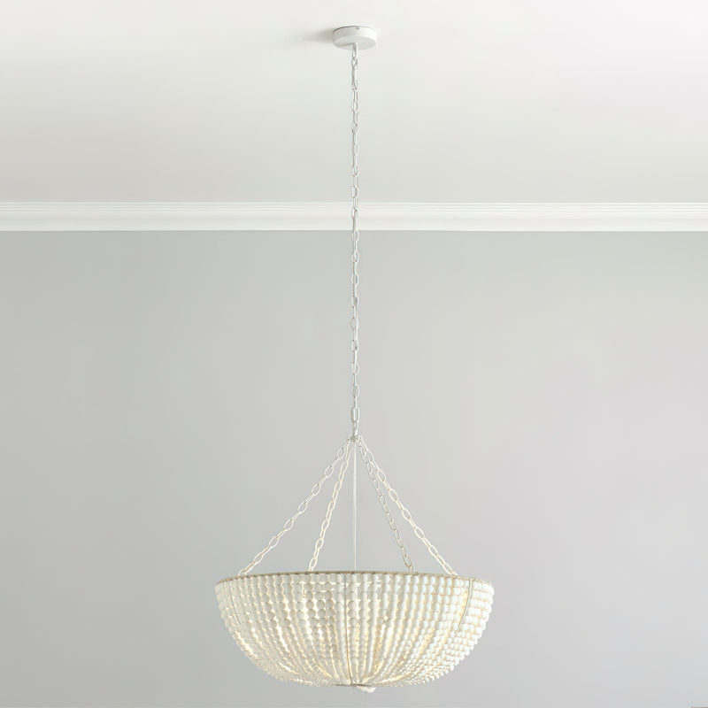 Lustre en Bois Perlé Luxe Postmoderne