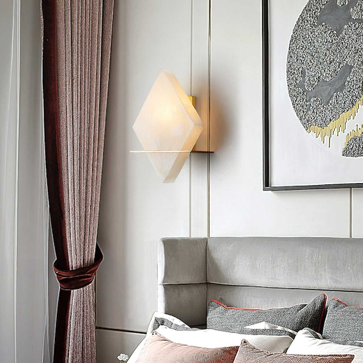 Side profile of the Brockton Alabaster Wall Lamp.