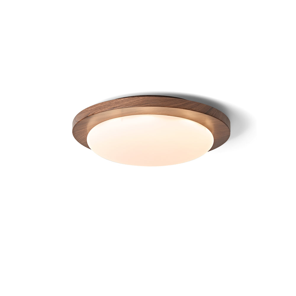 Bromo Ceiling Light with walnut frame and white diffuser.