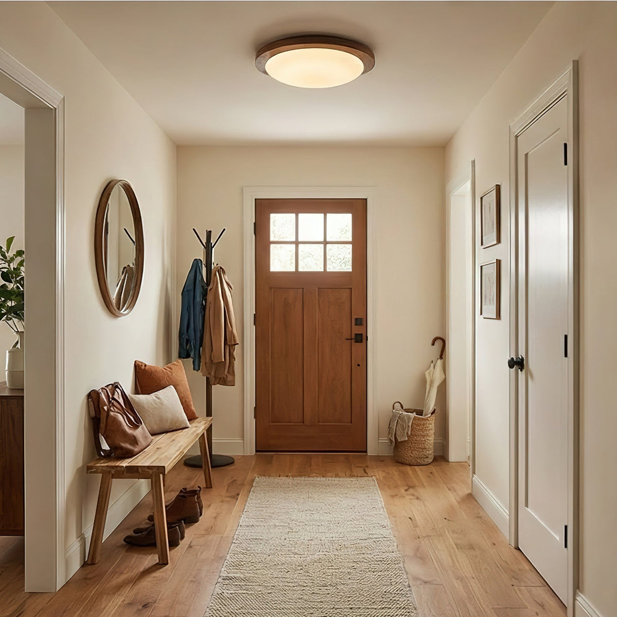 Bromo Ceiling Light shown in a modern bedroom setting.