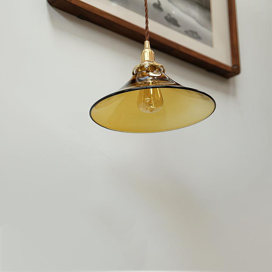 Edrana Suspension en Verre Ambre Laiton Vintage