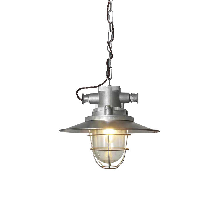 Celest Suspension Métal Verre Cage Industrielle Vintage