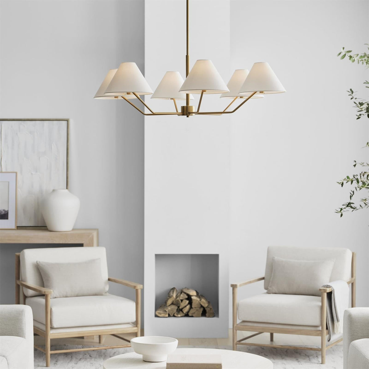 Therelia Lustre en Laiton Abat-jours en Tissu en Forme de Cône Moderne