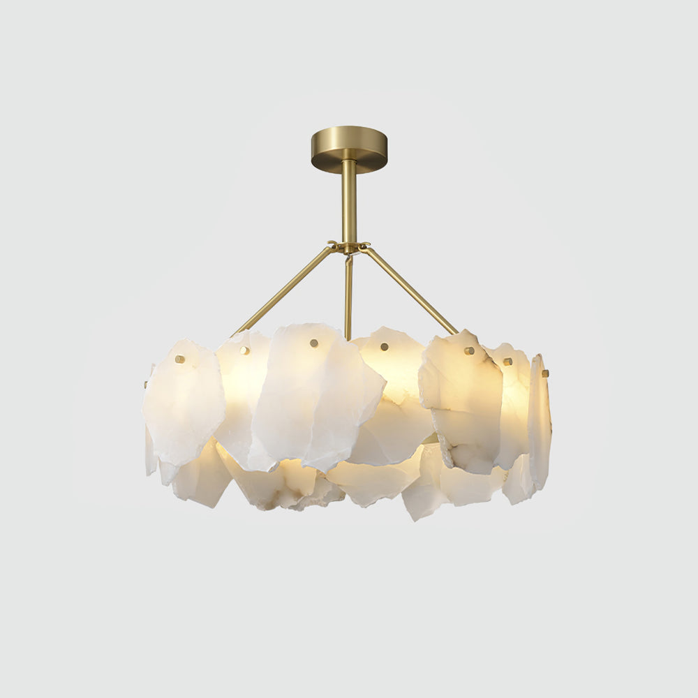 Telen Chandelier Alabaster Layered Halo-Neutral Decor