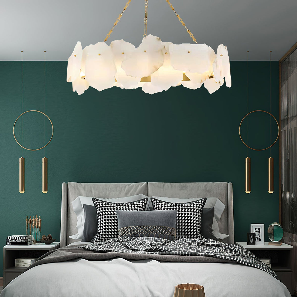 Alora Lustre Rond en Laiton et Marbre Style Luxueux Postmoderne