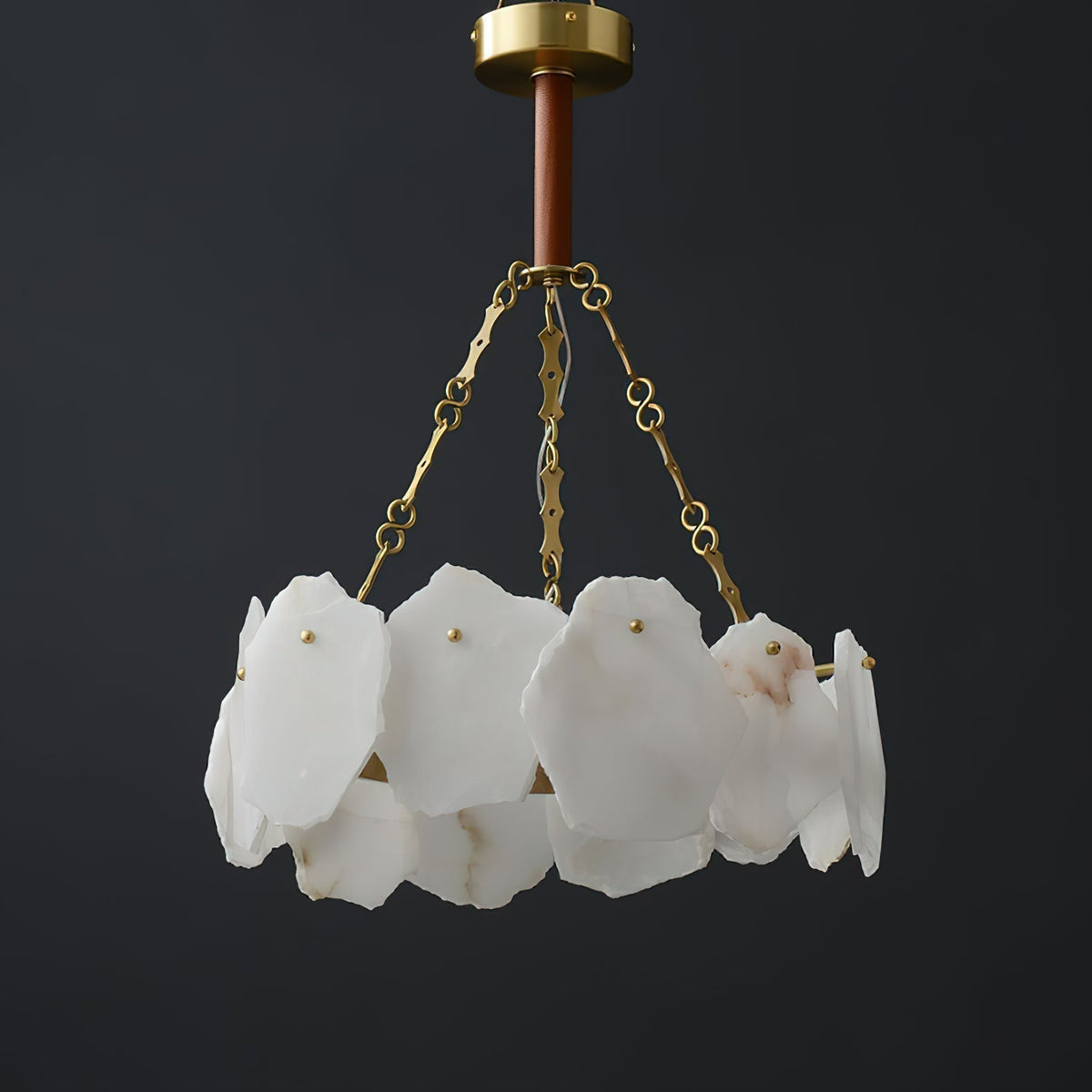 Alora Lustre Rond en Laiton et Marbre Style Luxueux Postmoderne