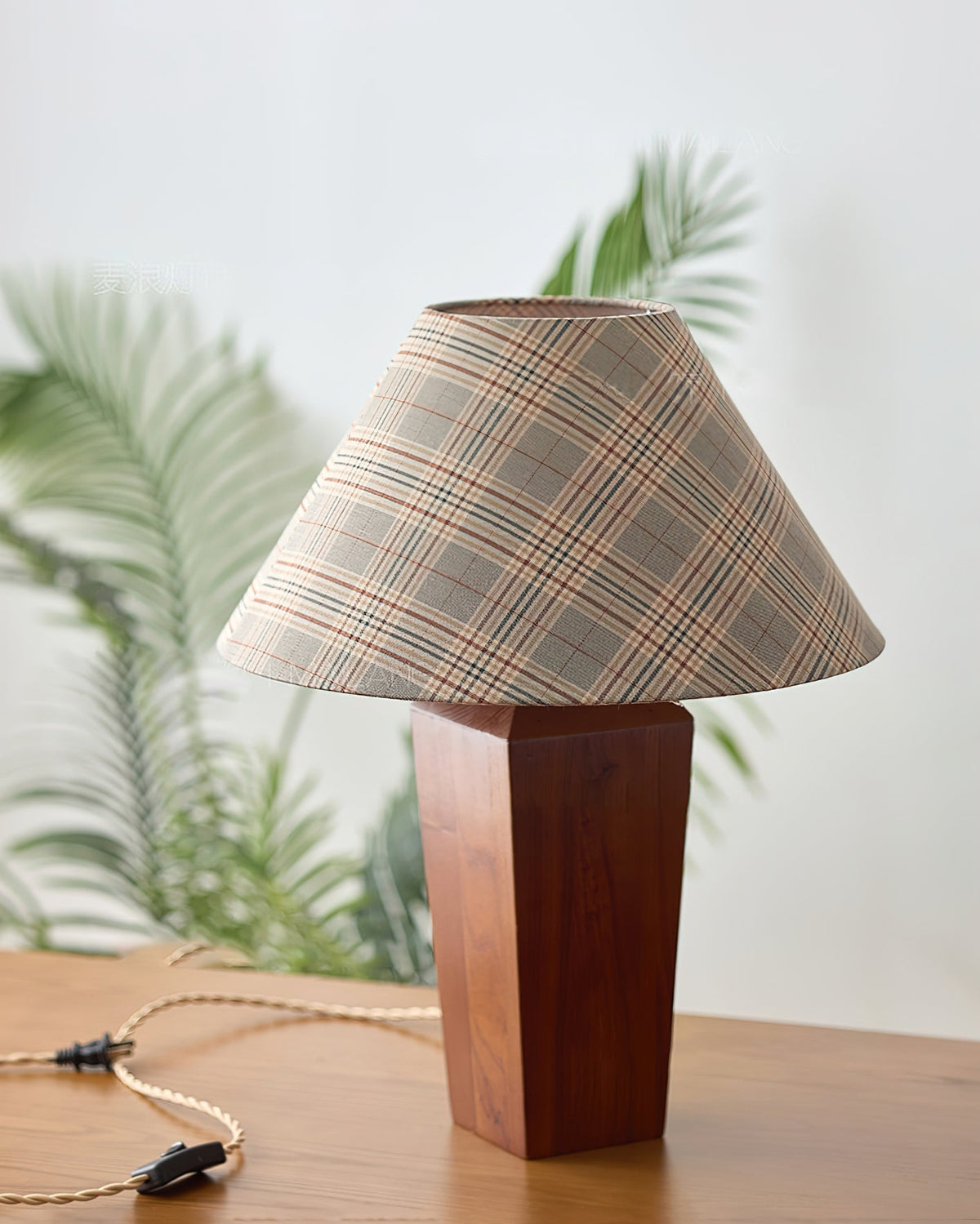 Cabin Table Lamp shown on a wooden side table in a cozy room.