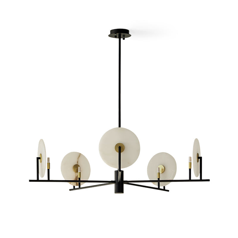 Callisto Chandelier Alabaster Moon Discs-Neutral Decor