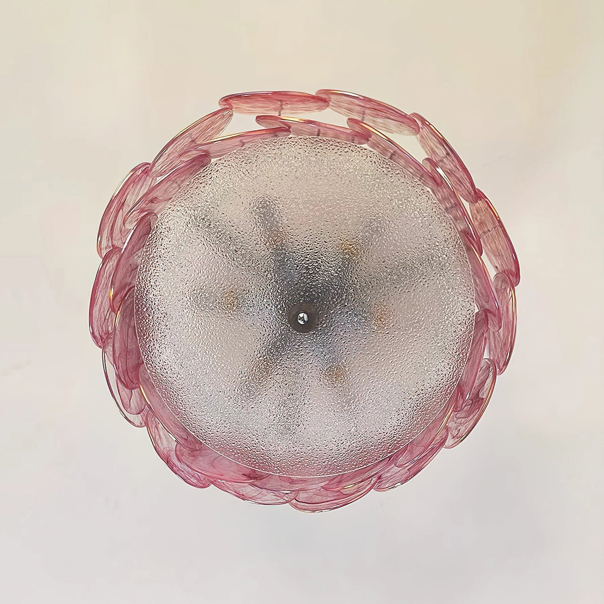 Detailed texture of the hand-struck glass discs.