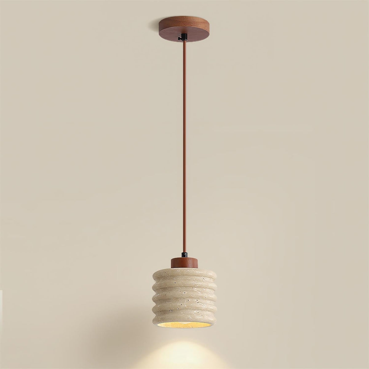 Ritta Pendant Light Travertine Ripple Shade Wabi-Sabi-Neutral Decor