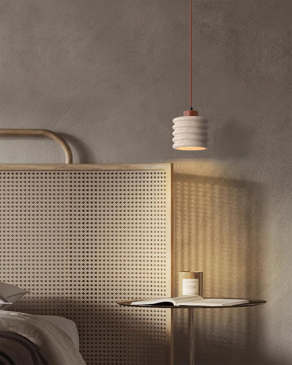Ritta Pendant Light Travertine Ripple Shade Wabi-Sabi-Neutral Decor